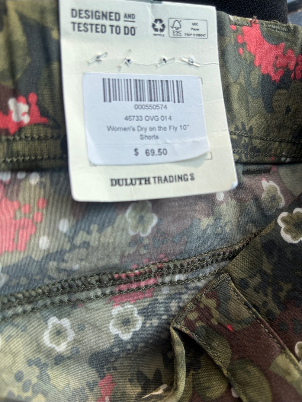 Duluth Trading Co Green Floral Print Women's Shorts with Red Accents - Picture 4 of 4